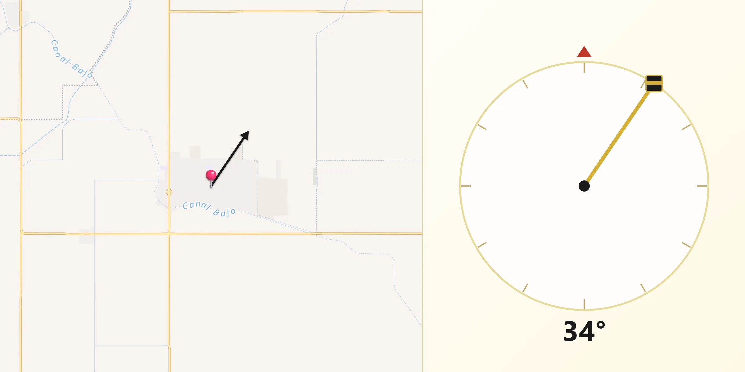 Dirección de la Qibla desde Villa Juárez
