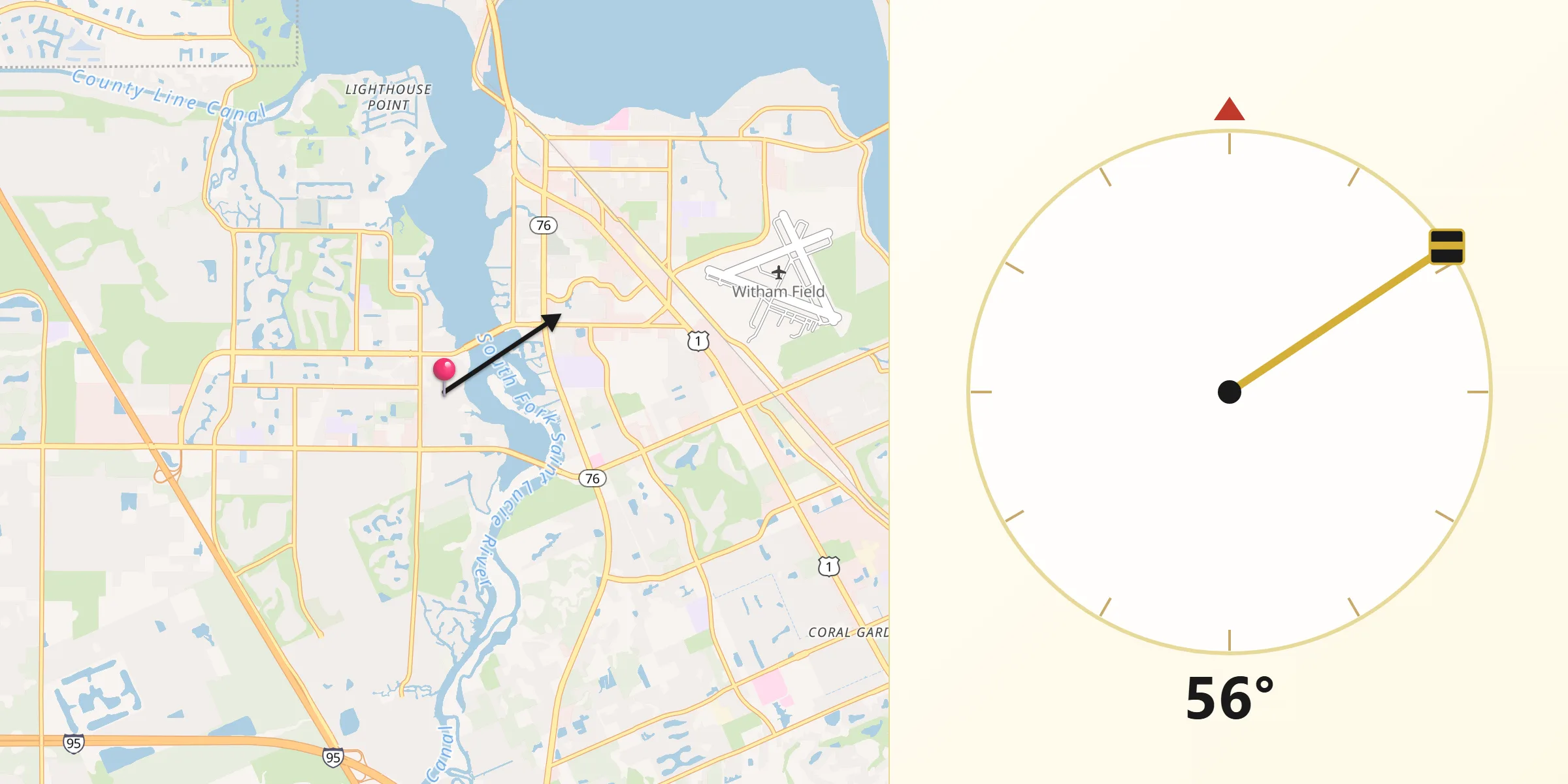 Qibla Direction from Palm City