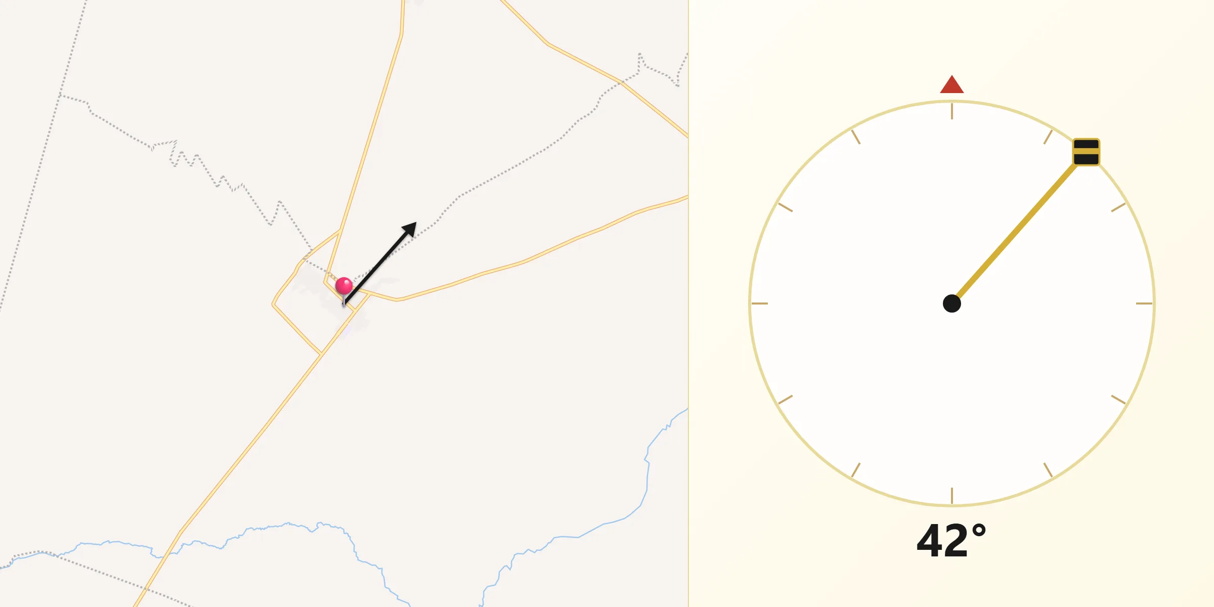 Dirección de la Qibla desde Abasolo