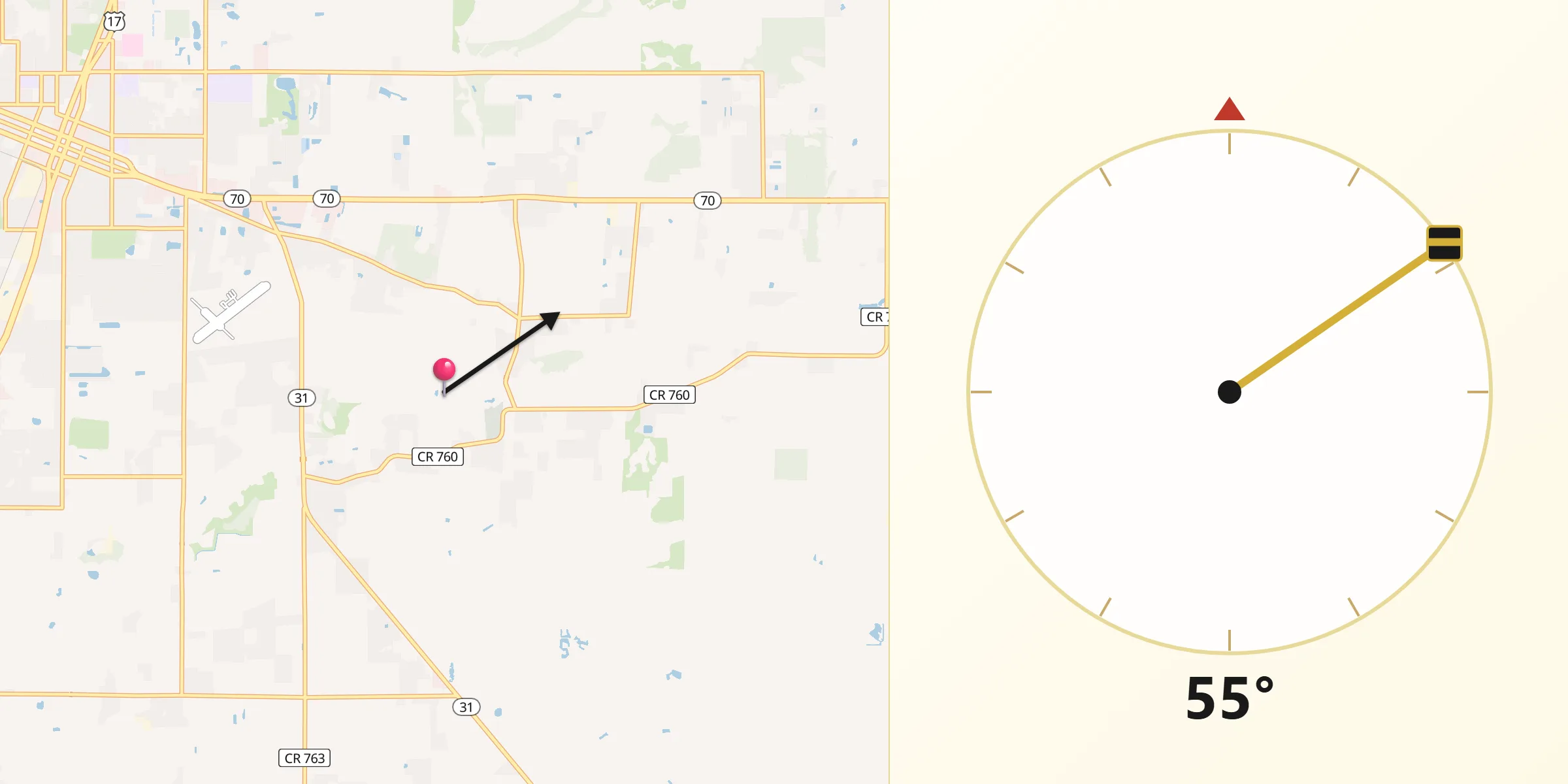 Qibla Direction from DeSoto