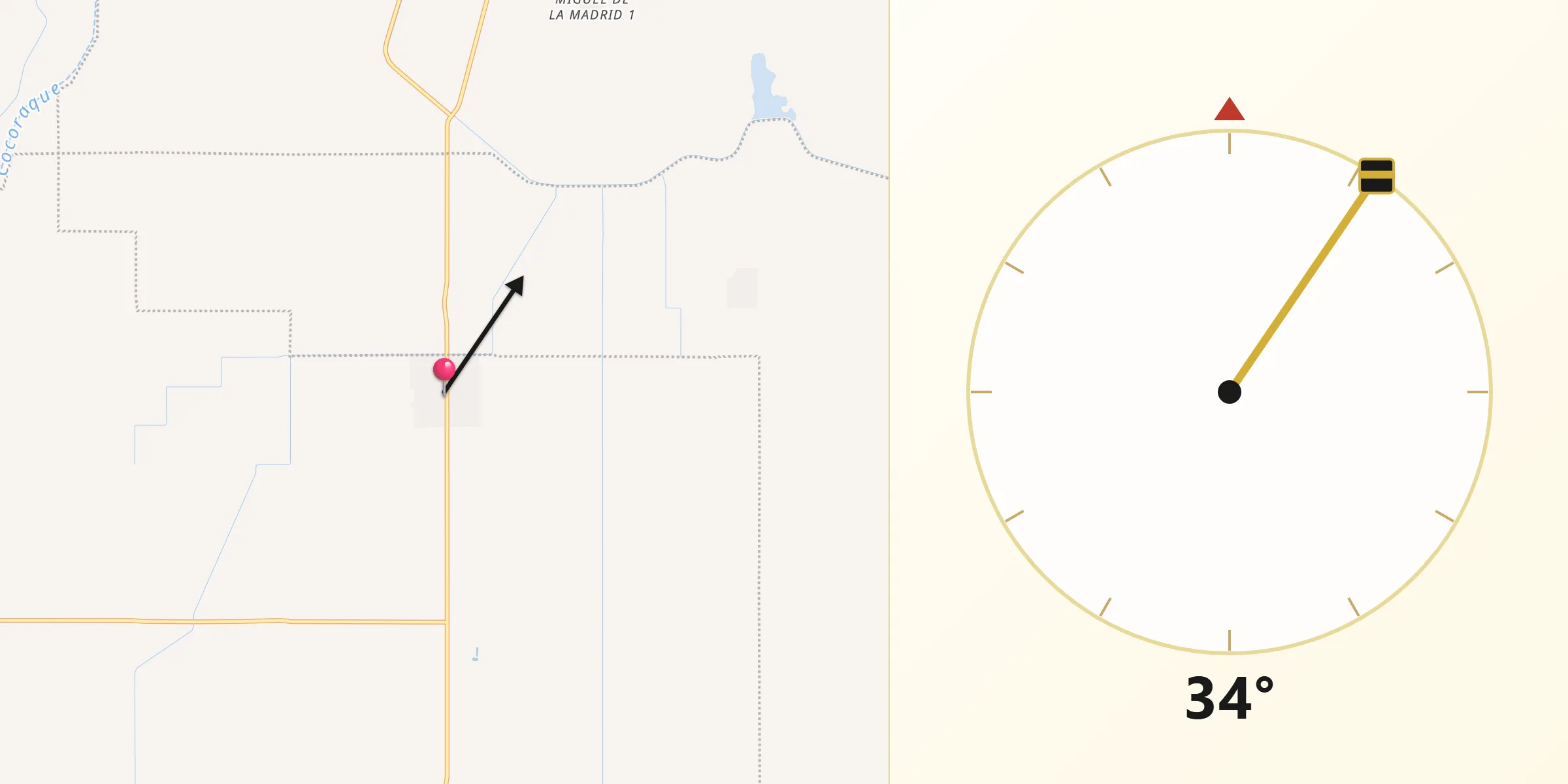 Dirección de la Qibla desde Jecopaco