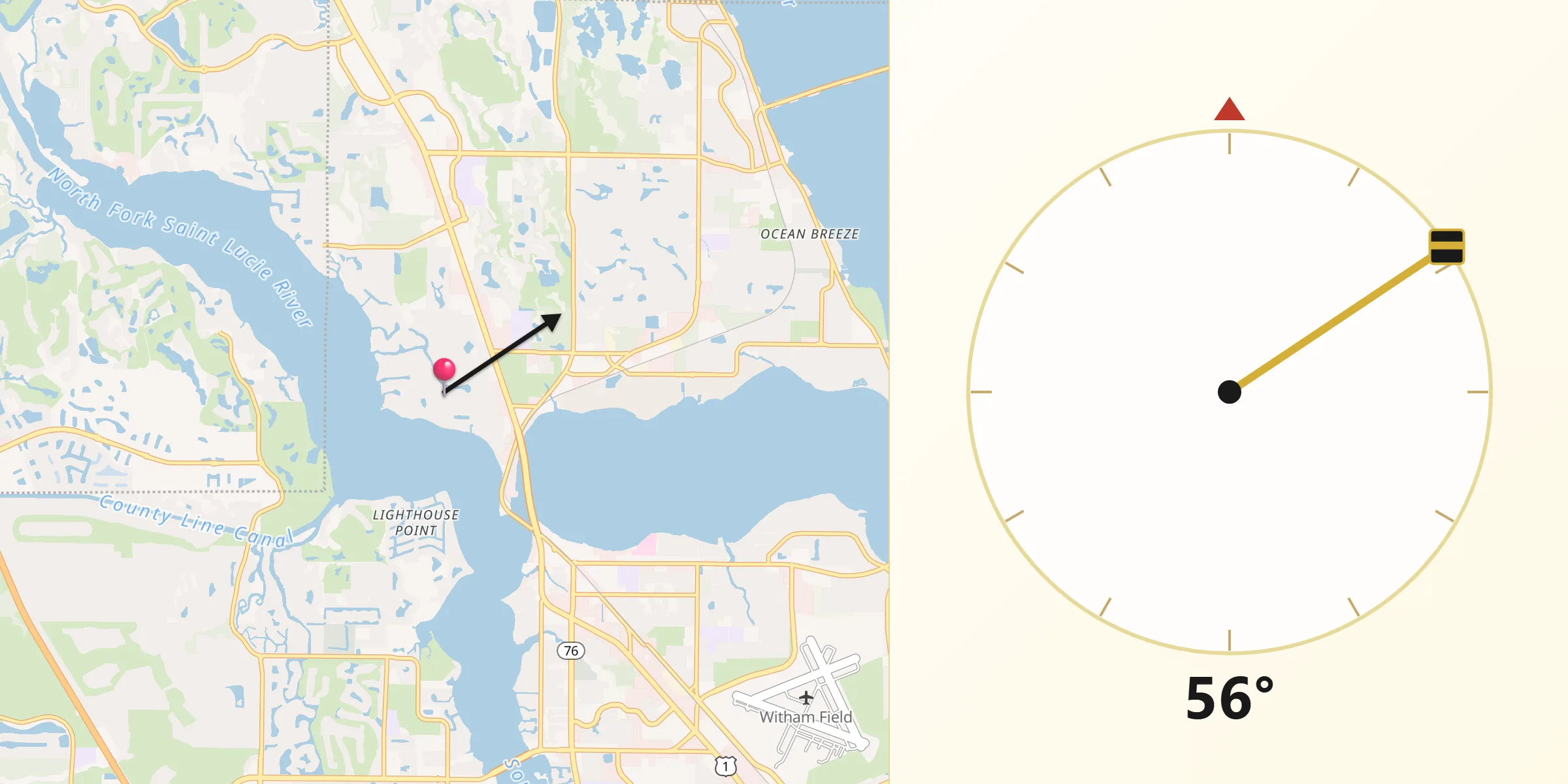 Qibla Direction from North River Shores