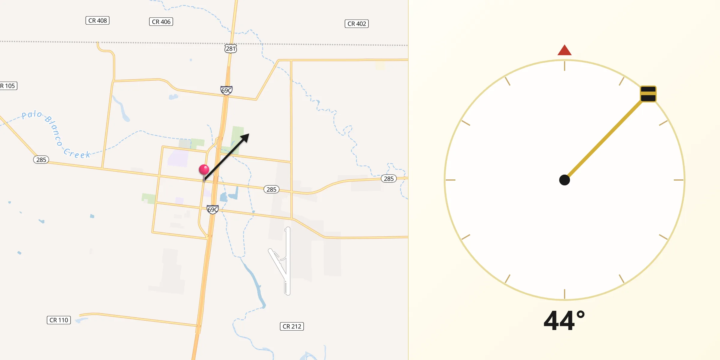 Qibla Direction from Falfurrias