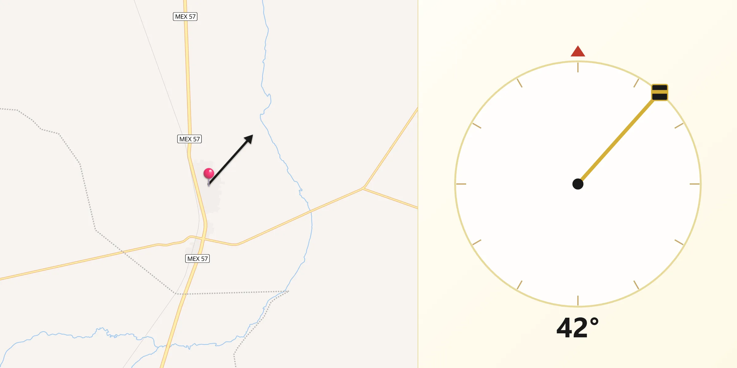 Dirección de la Qibla desde Primero de Mayo