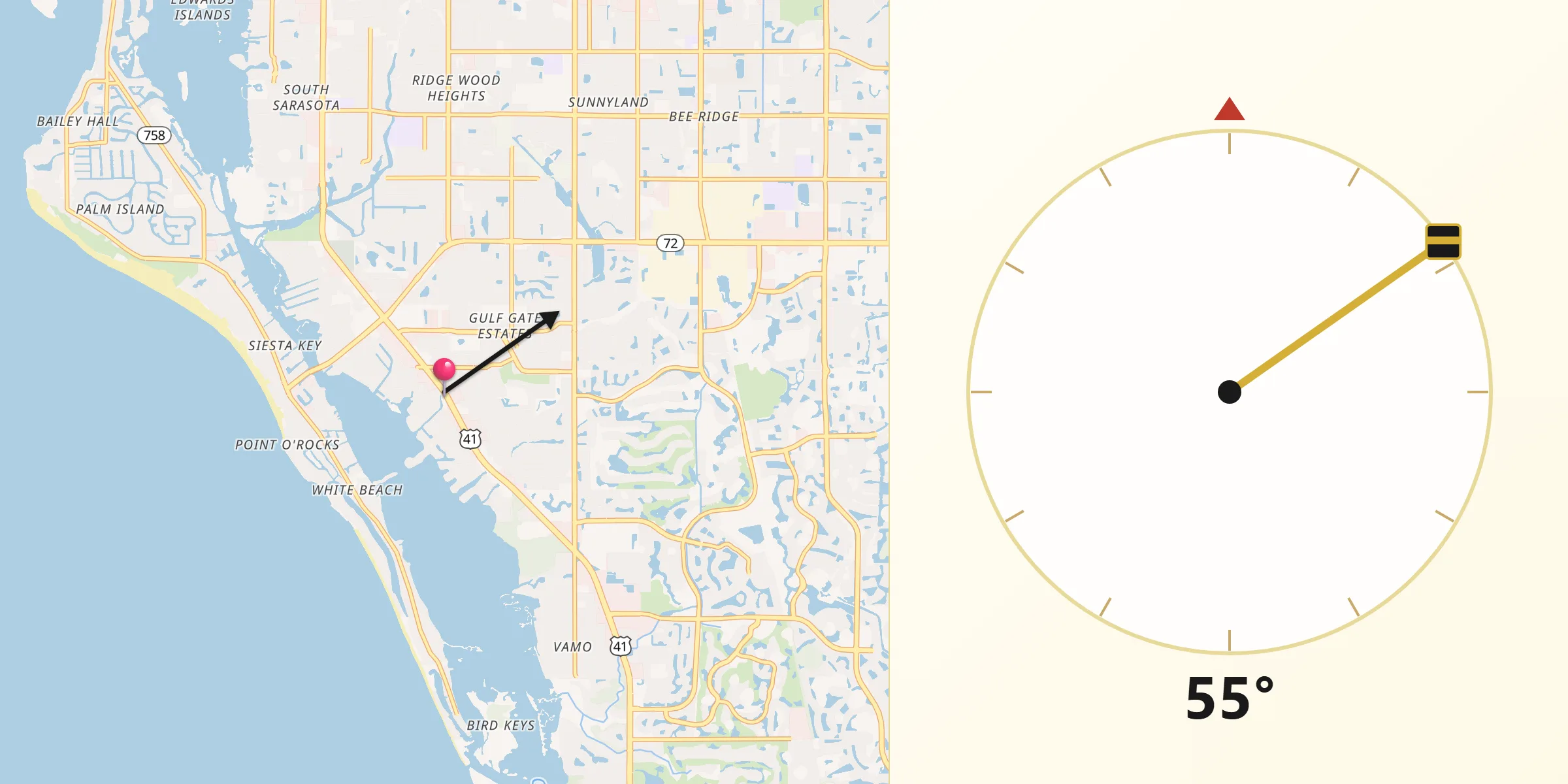 Qibla Direction from Gulf Gate Estates