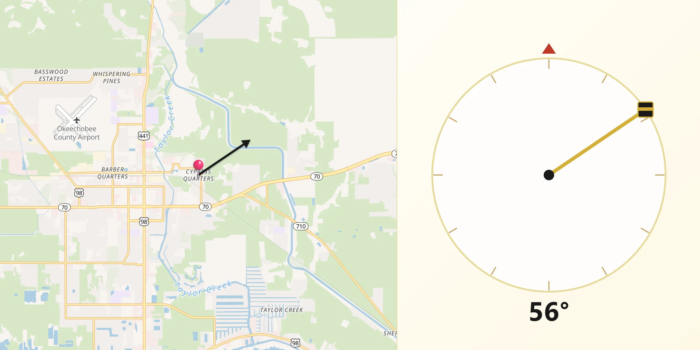 Qibla Direction from Cypress Quarters