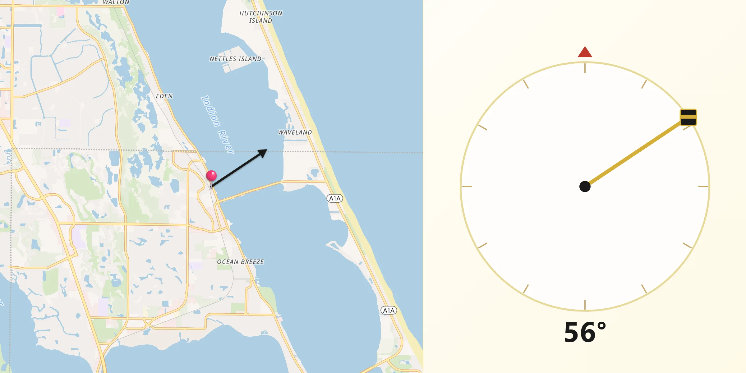 Qibla Direction from Jensen Beach