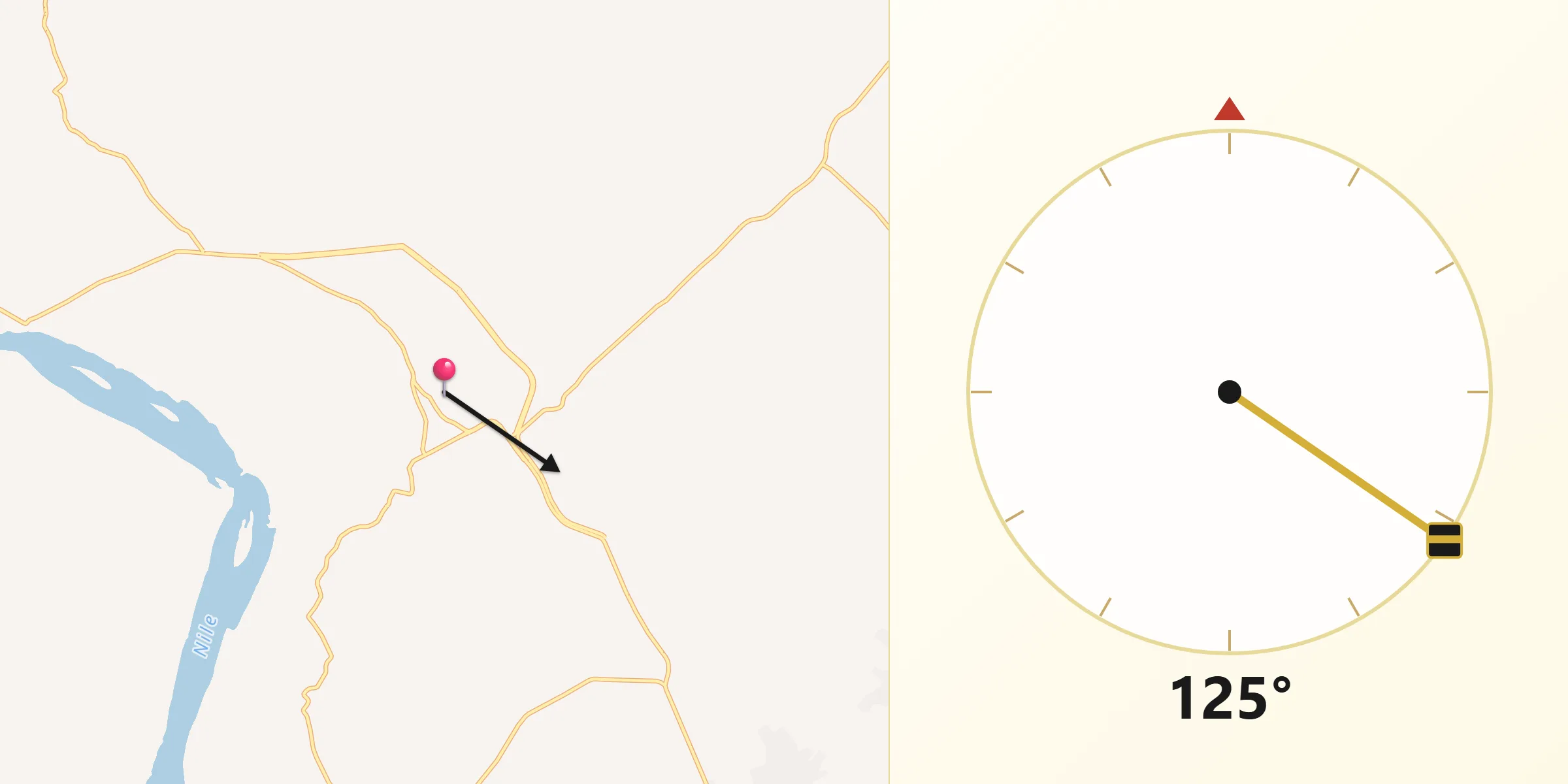 Kierunek Qibla z Abnūb