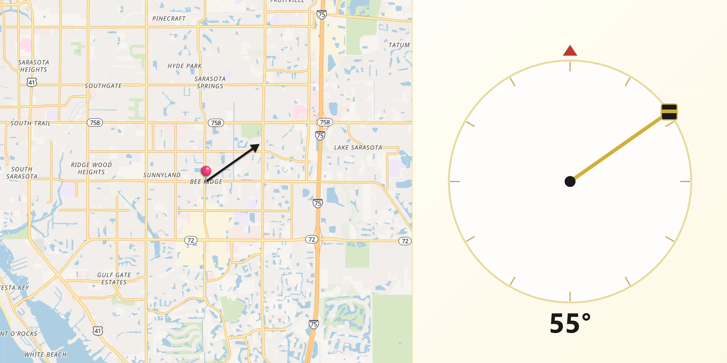 Qibla Direction from Bee Ridge