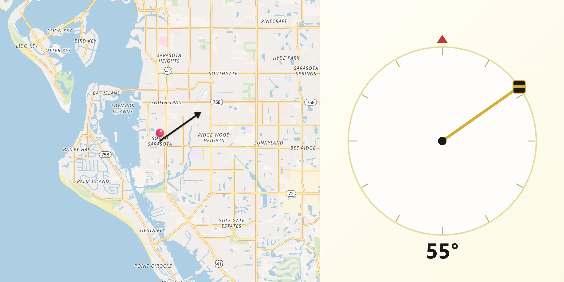 Qibla Direction from South Sarasota