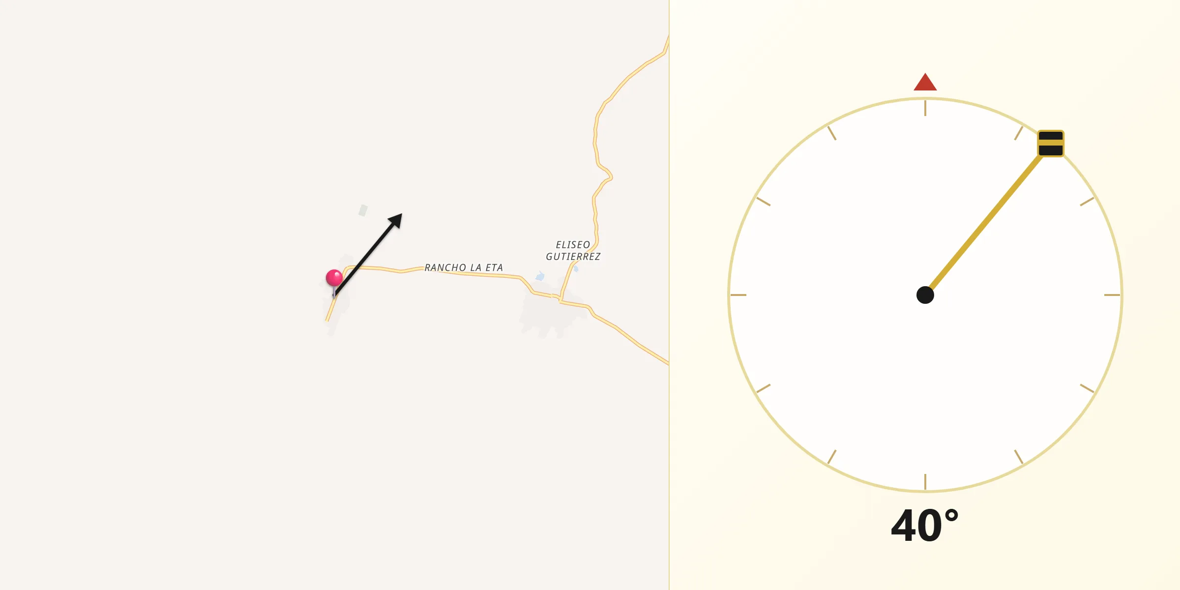 Dirección de la Qibla desde Sierra Mojada