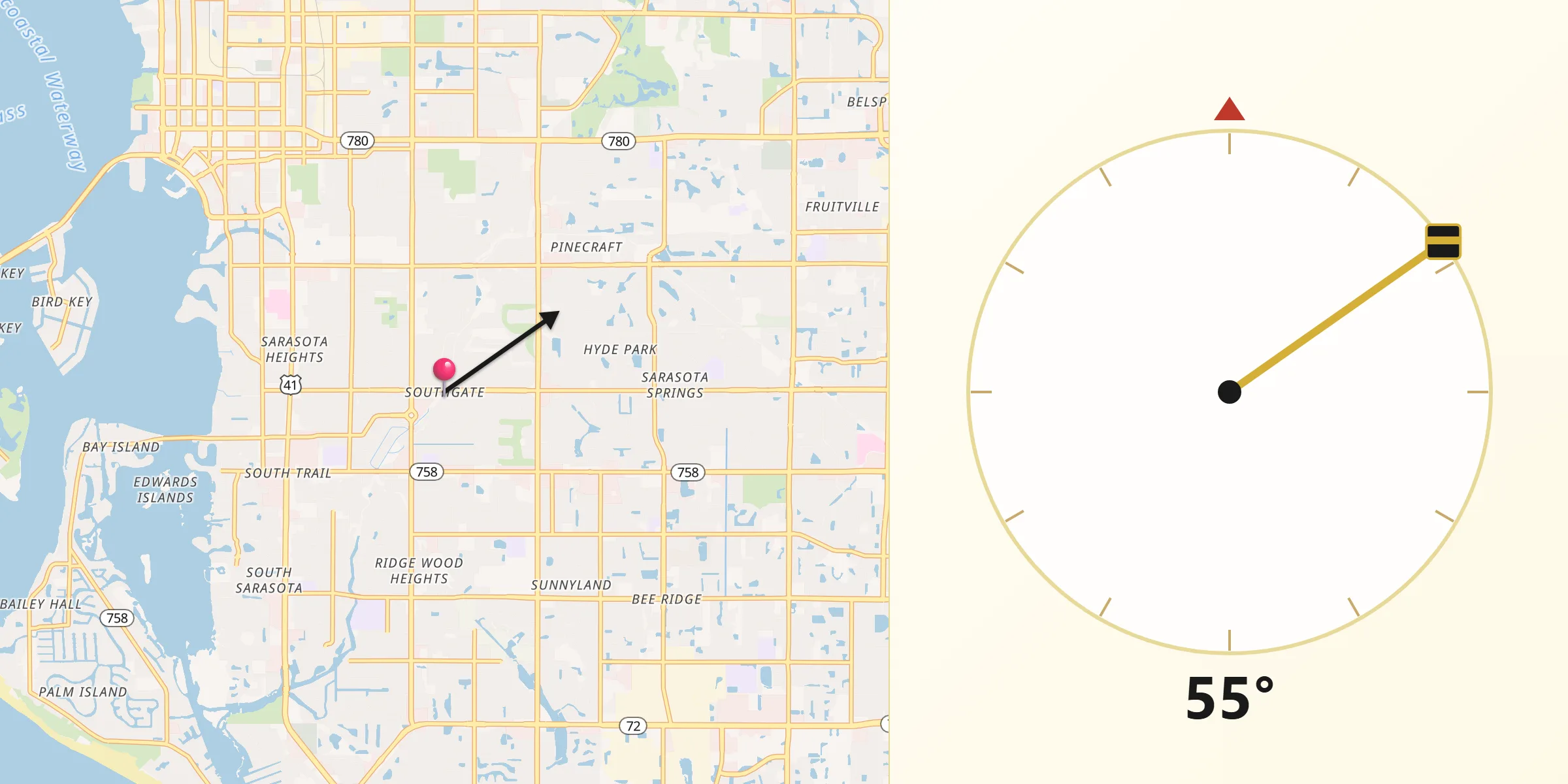 Qibla Direction from Southgate