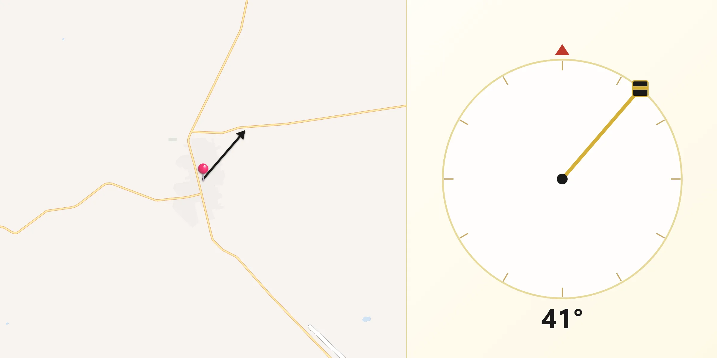 Dirección de la Qibla desde Ocampo
