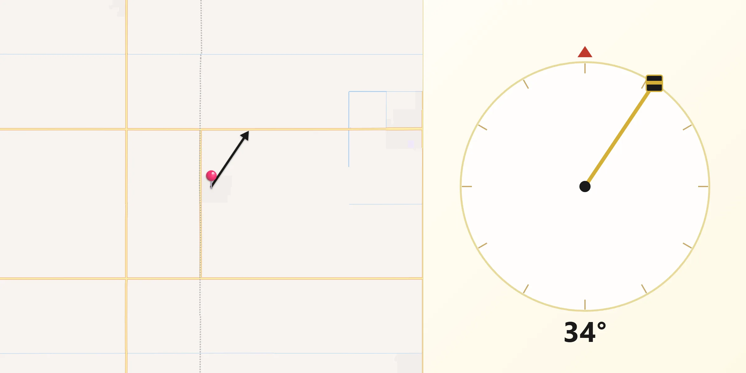Dirección de la Qibla desde Progreso (Campo 47)