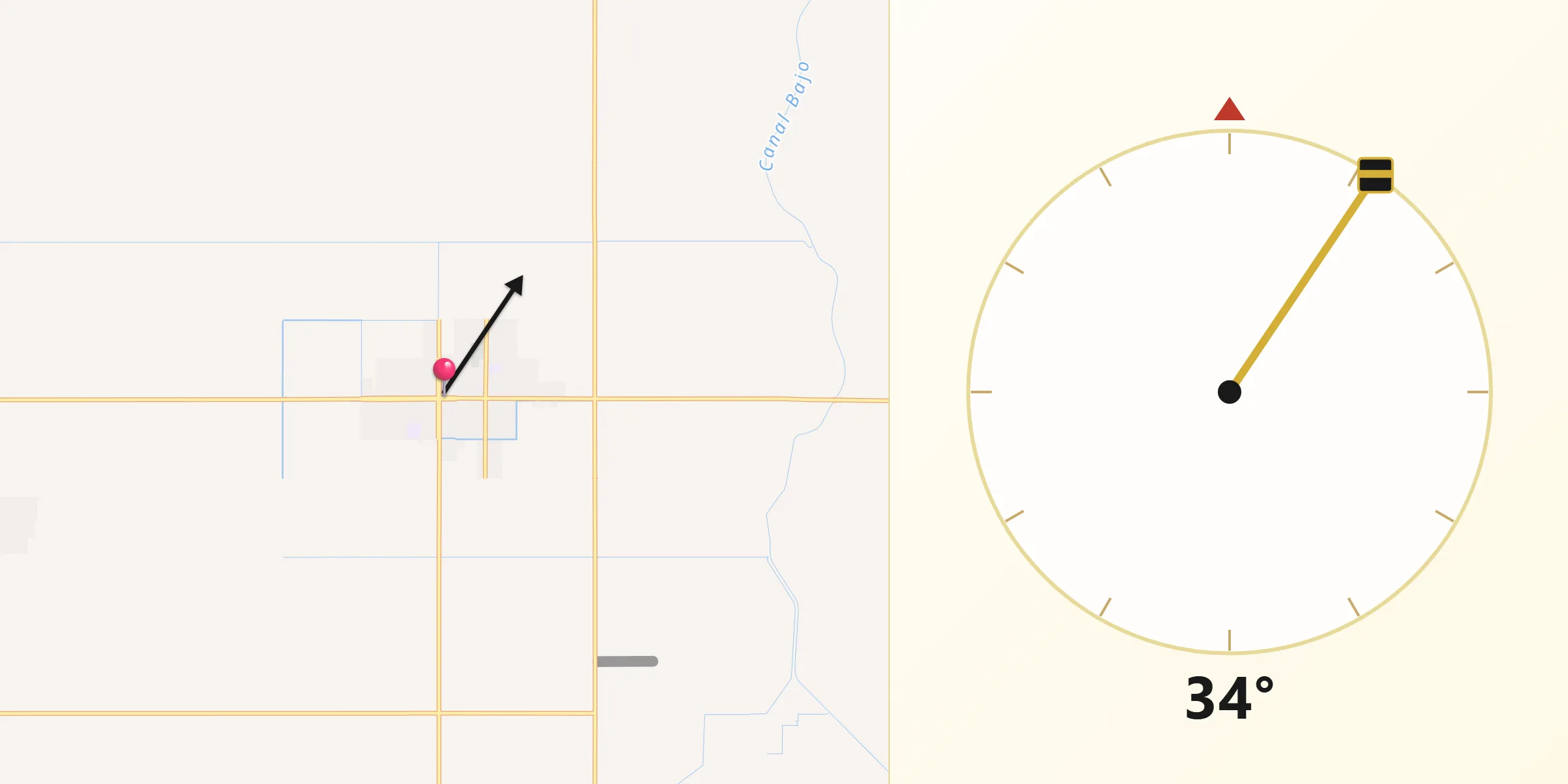 Dirección de la Qibla desde Pueblo Yaqui