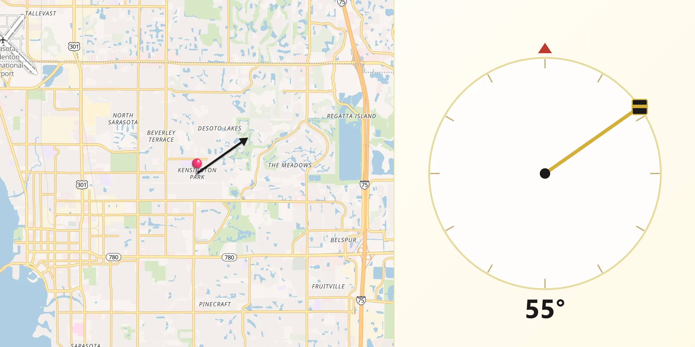 Qibla Direction from Kensington Park