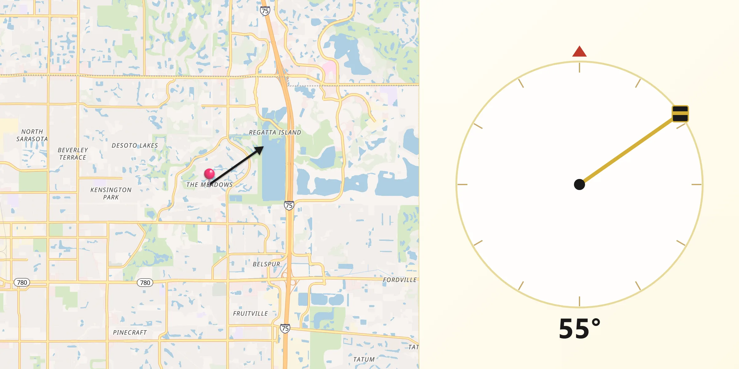 Qibla Direction from The Meadows