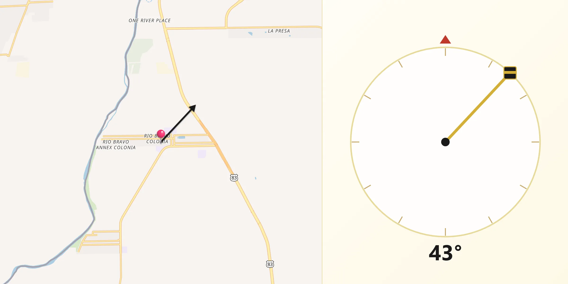 Qibla Direction from Rio Bravo