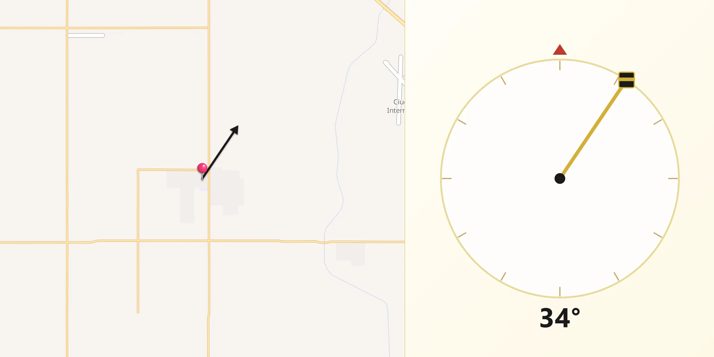 Dirección de la Qibla desde El Tobarito