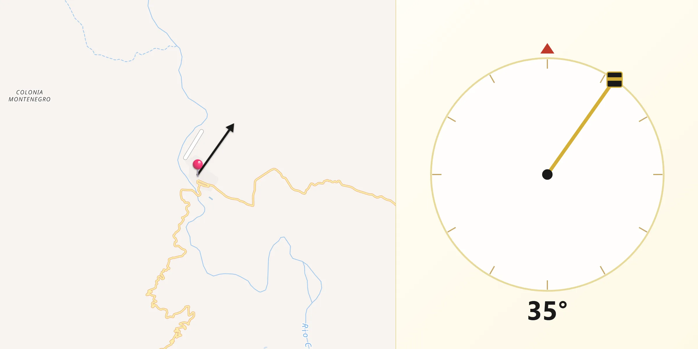 Dirección de la Qibla desde Chínipas