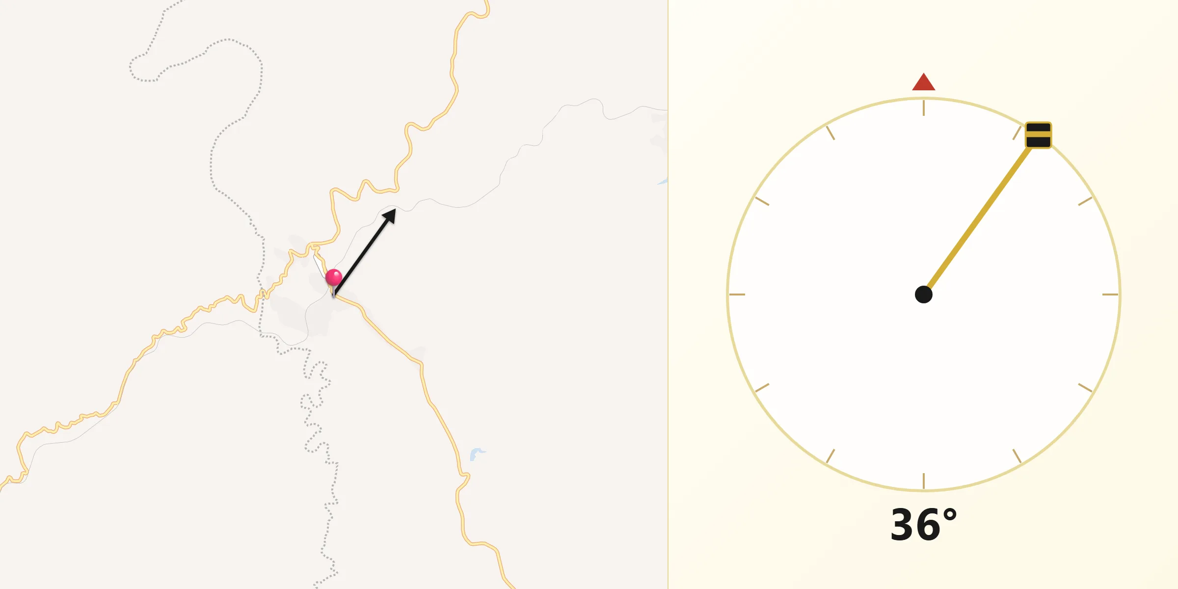 Dirección de la Qibla desde Bahuichivo