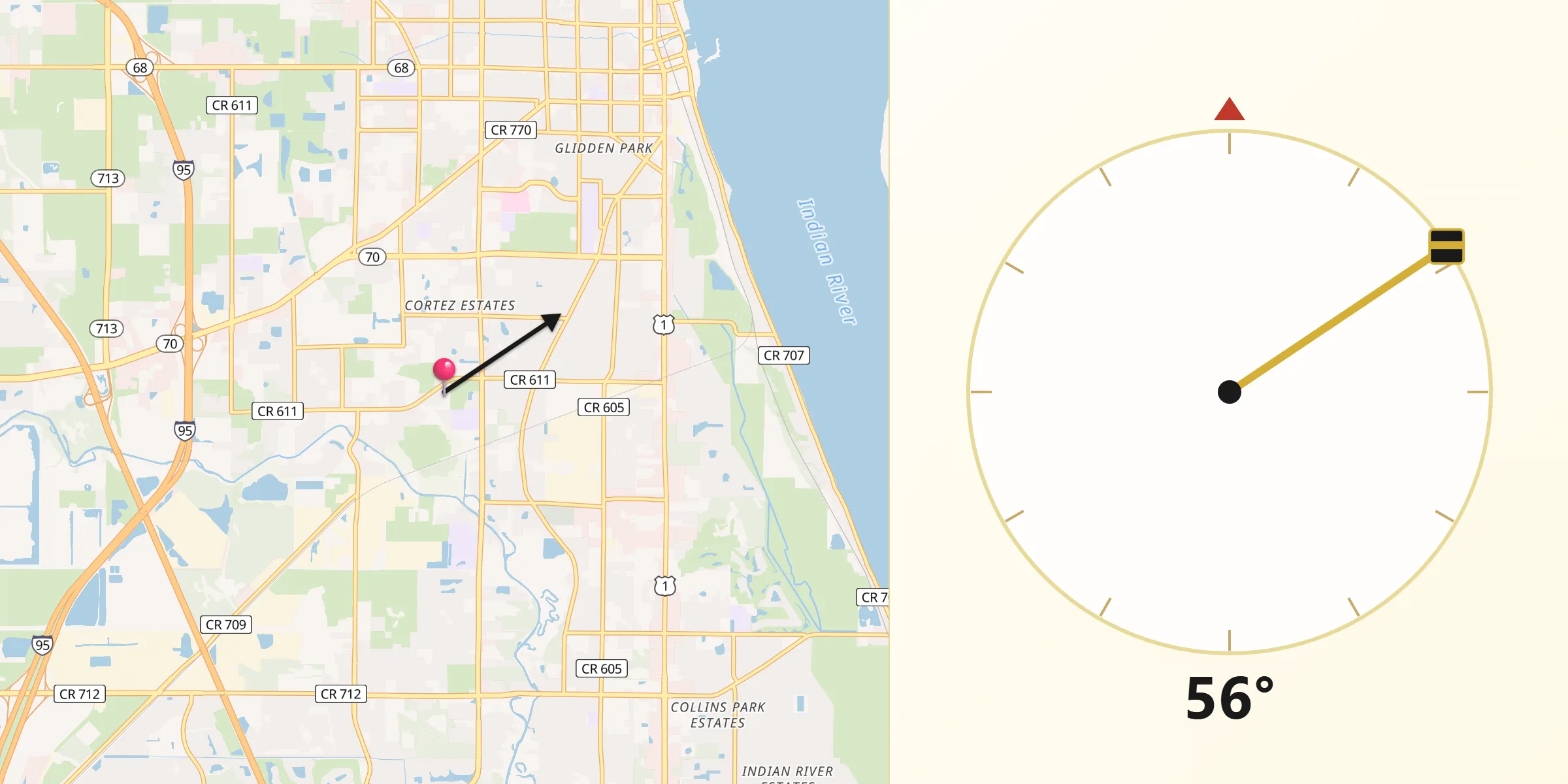 Qibla Direction from Fort Pierce South