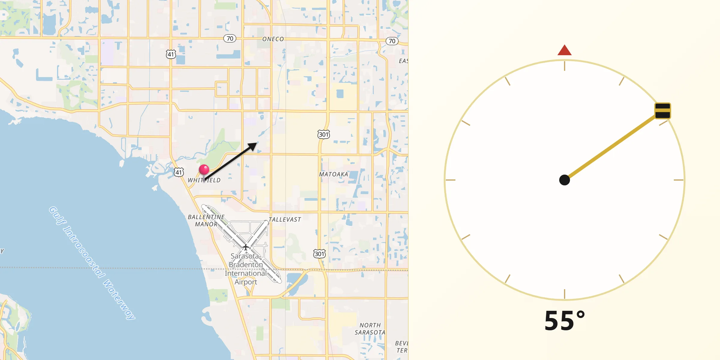 Qibla Direction from Whitfield