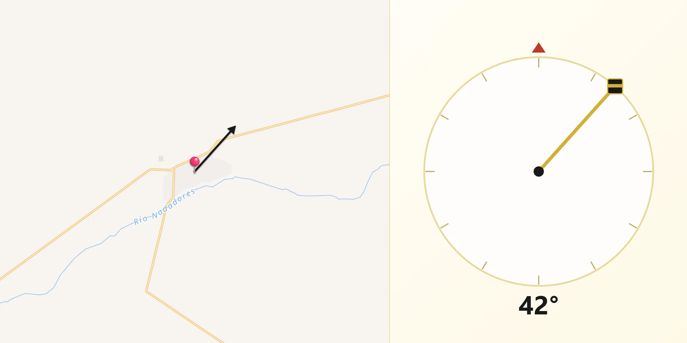 Dirección de la Qibla desde Progreso de Castro