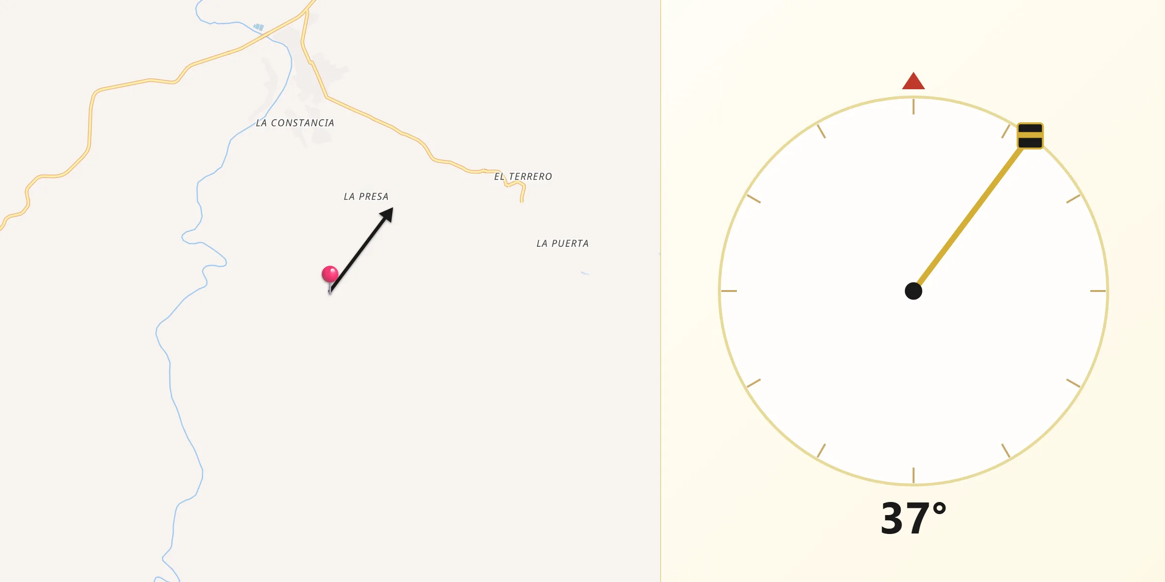 Dirección de la Qibla desde Nonoava