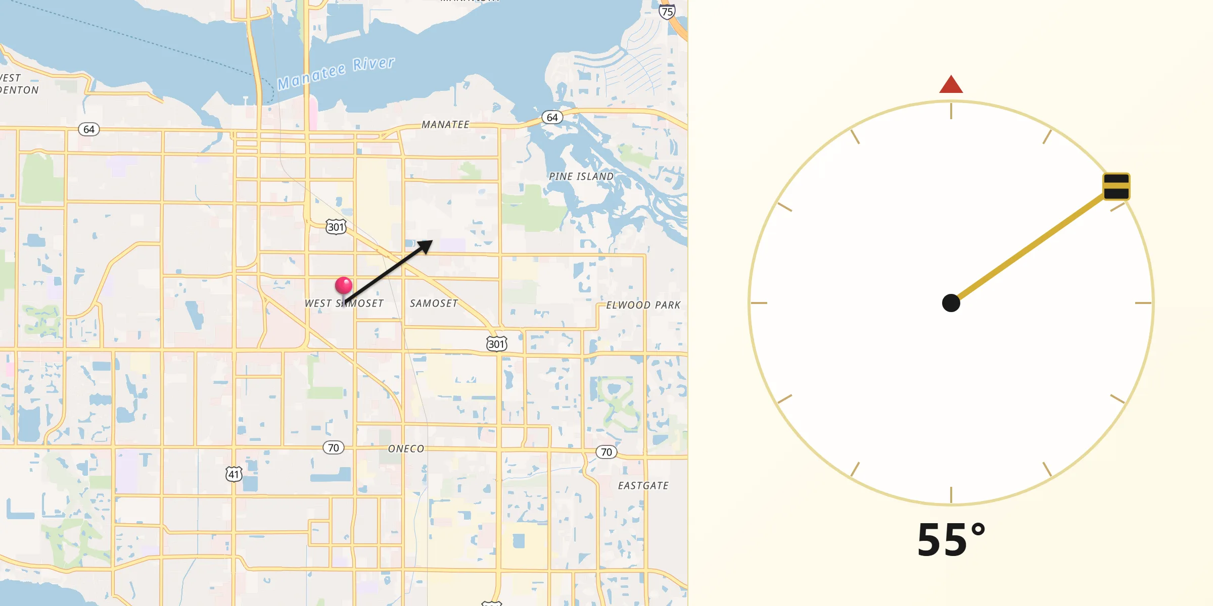 Qibla Direction from West Samoset