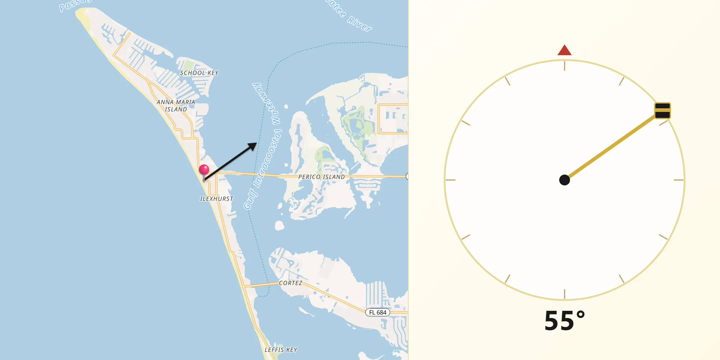 Qibla Direction from Holmes Beach