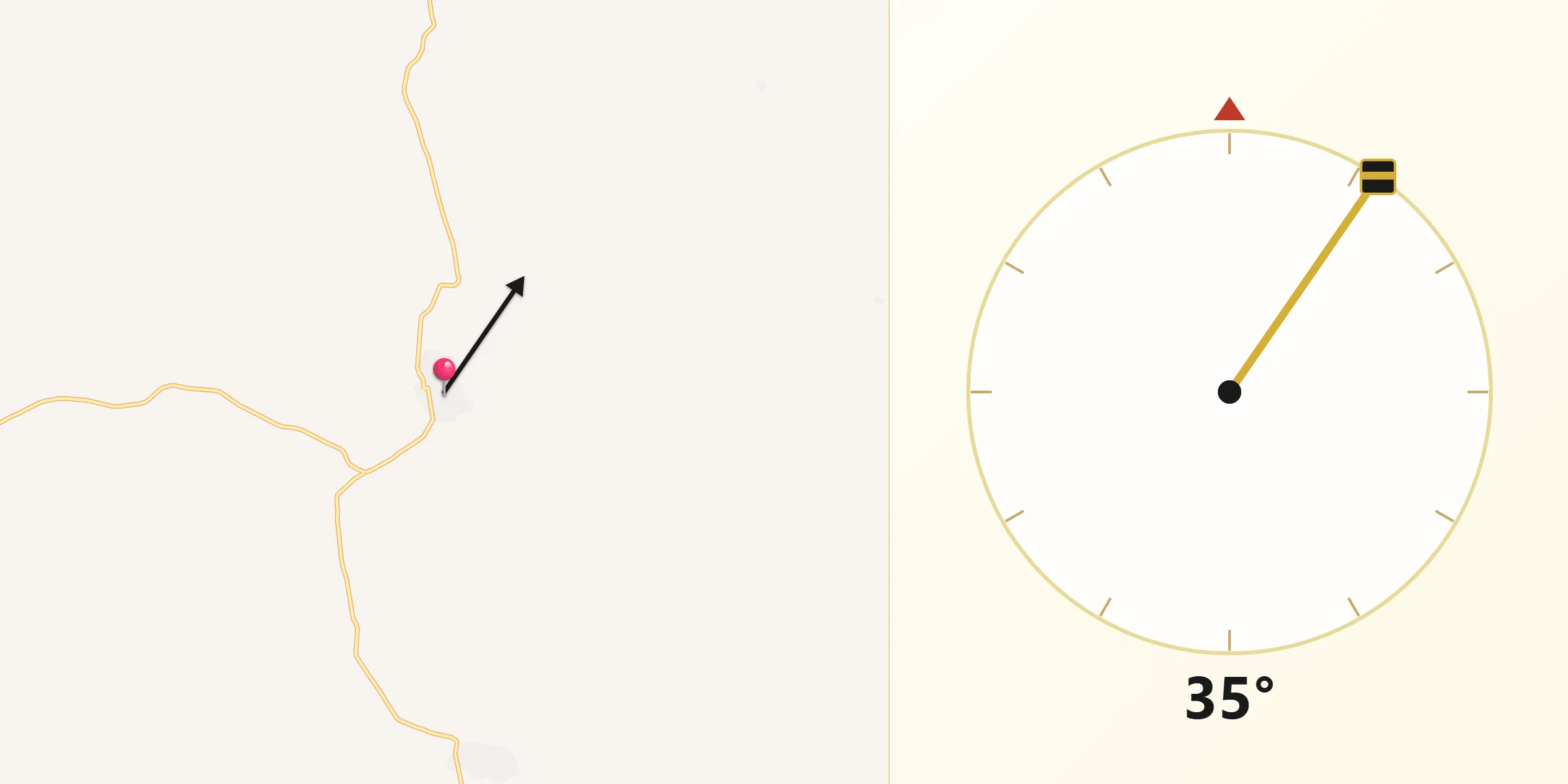 Dirección de la Qibla desde Quiriego