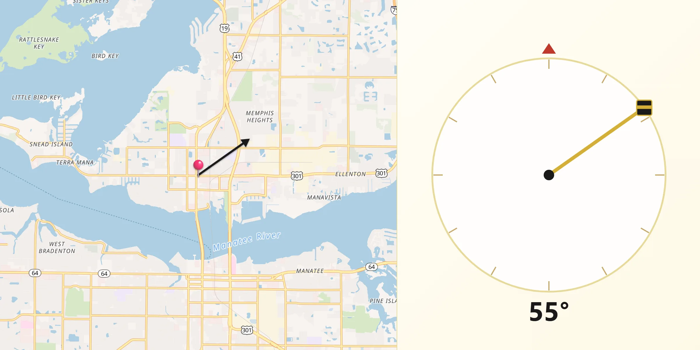 Qibla Direction from Palmetto