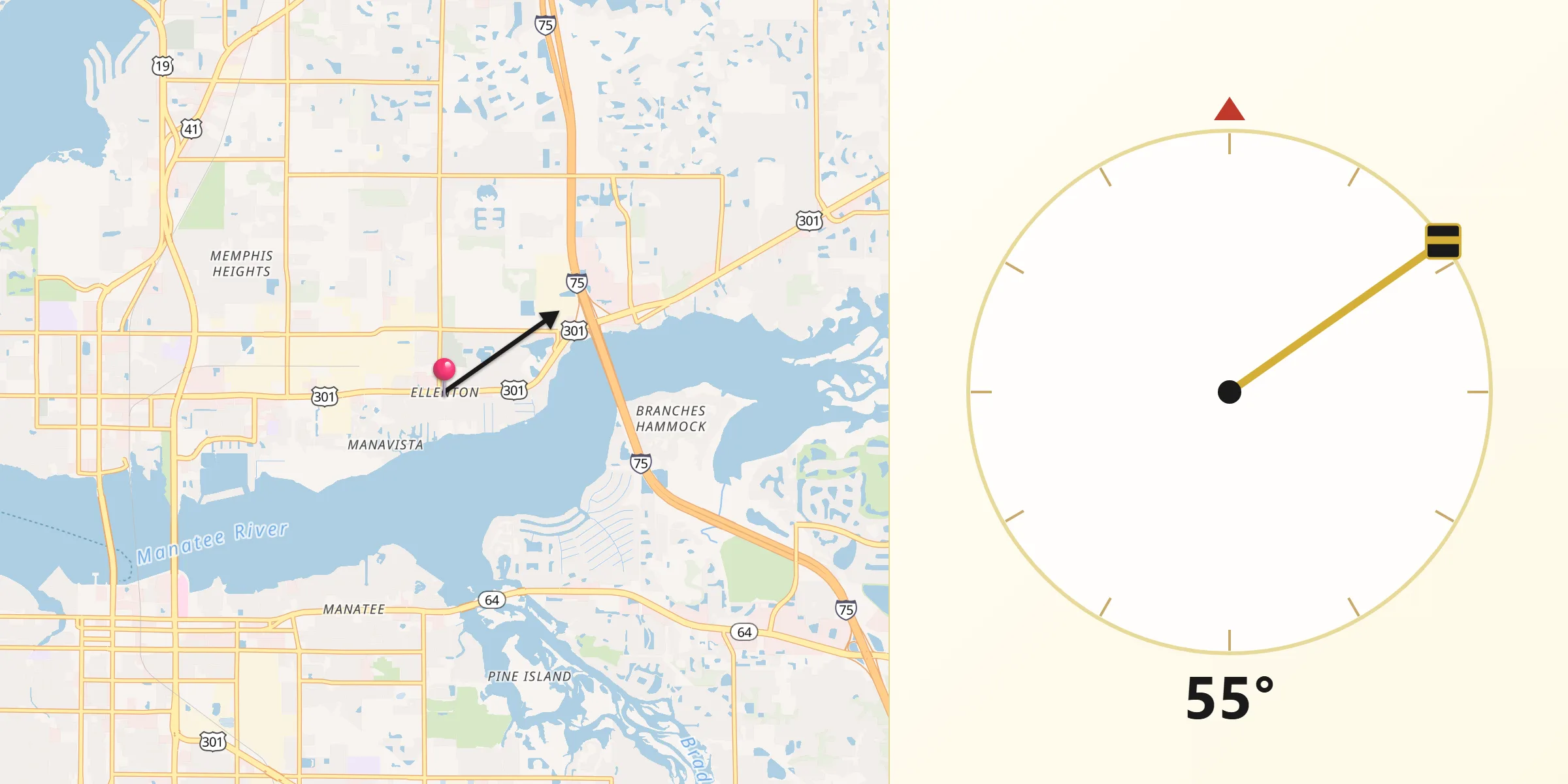 Qibla Direction from Ellenton