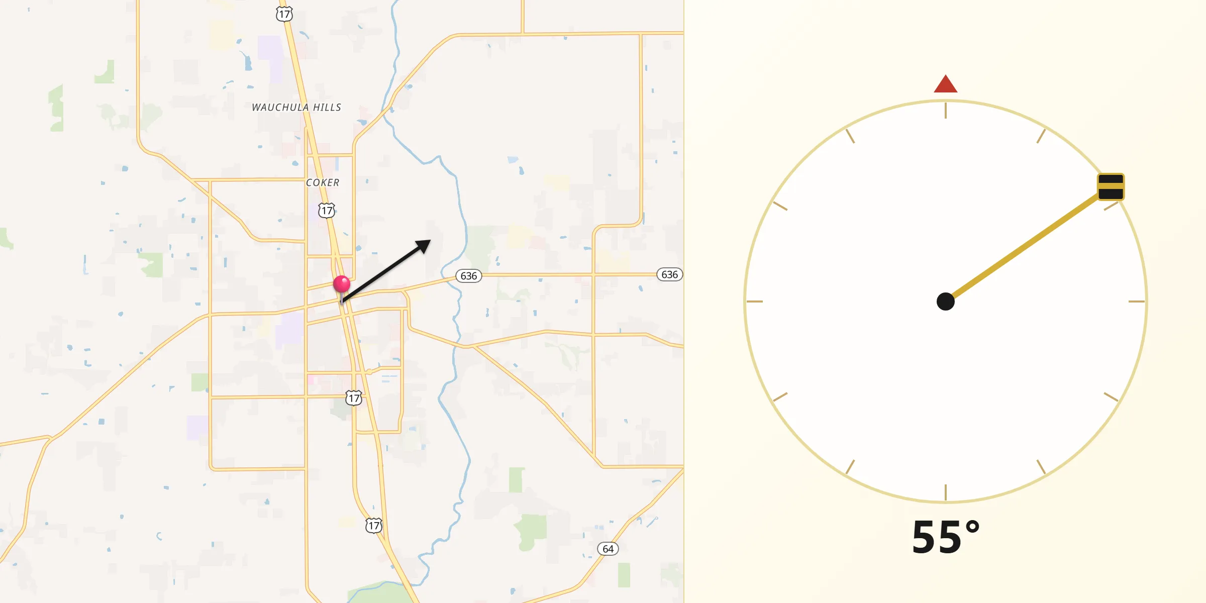 Qibla Direction from Wauchula