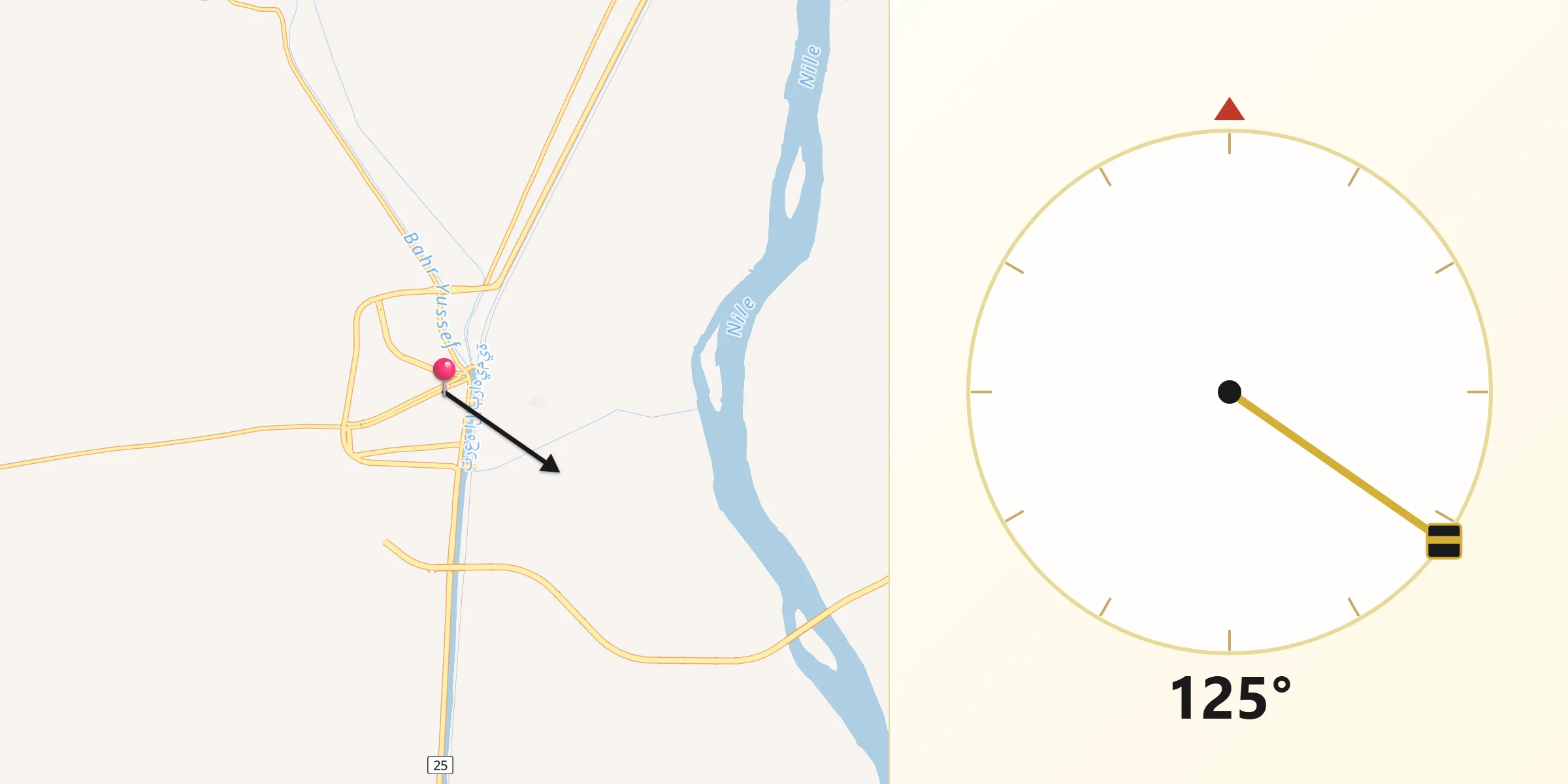 Qibla Direction from Dayrūţ