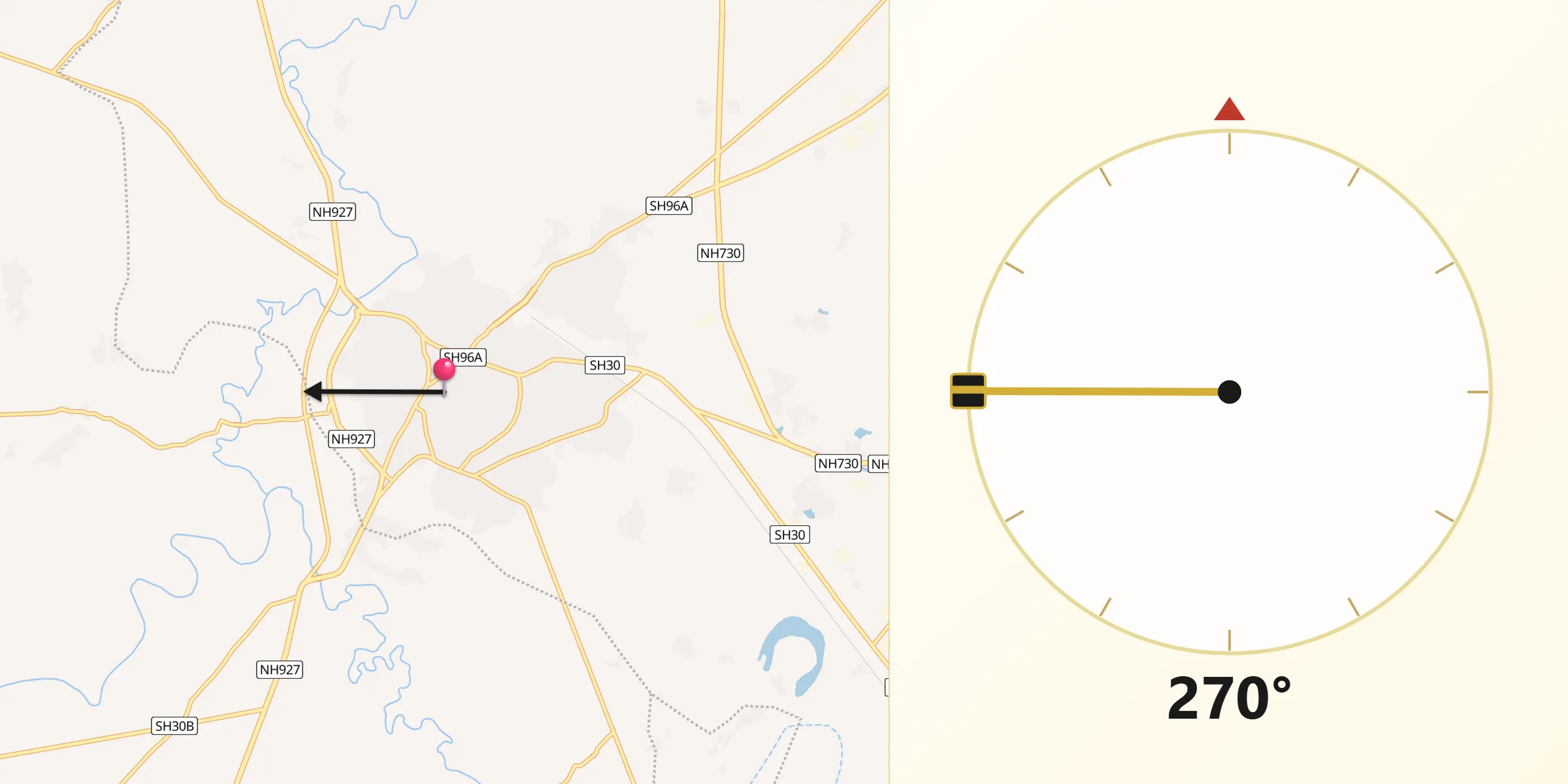 Qibla Direction from Bahraich
