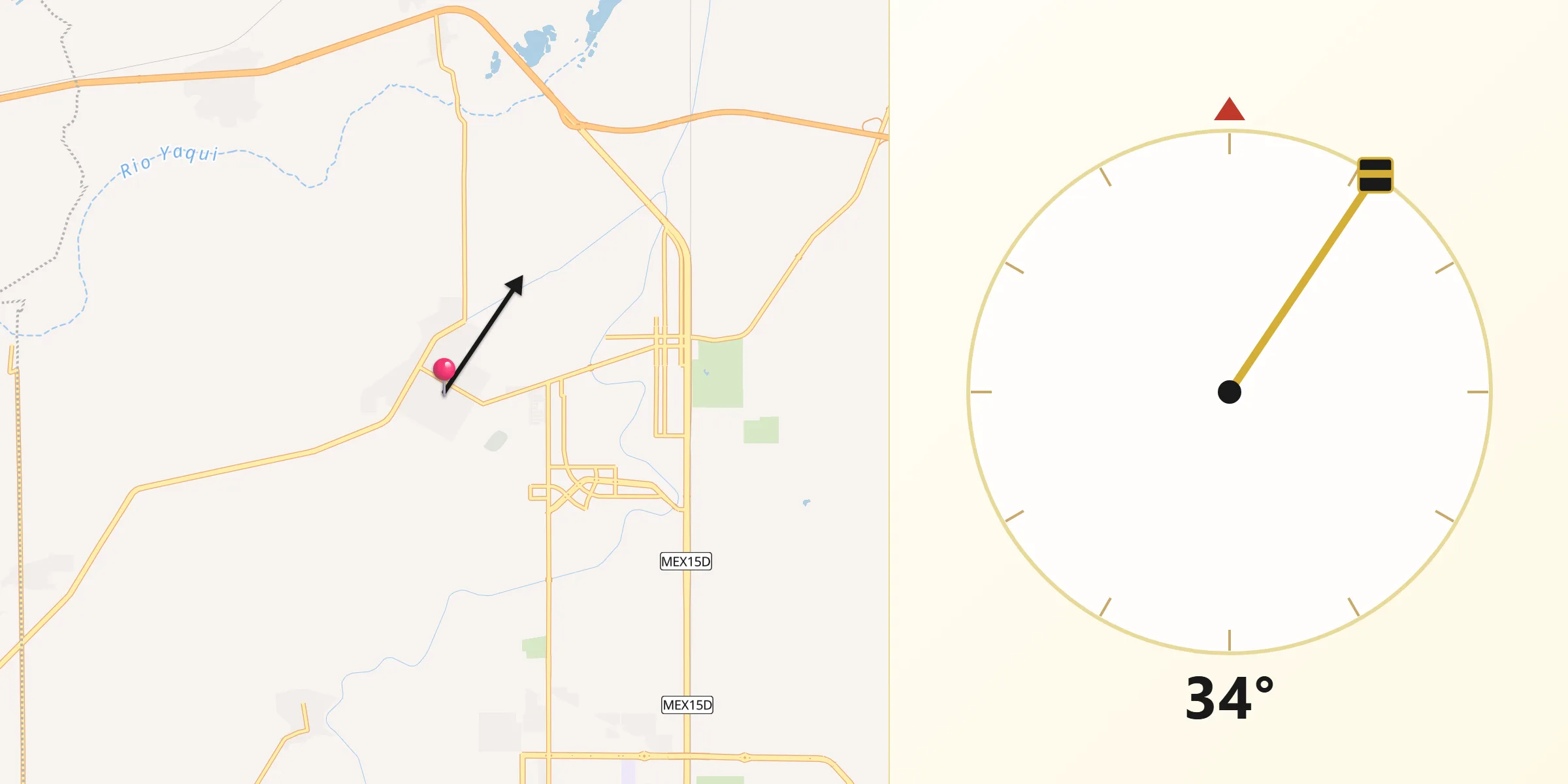 Dirección de la Qibla desde Cocorit