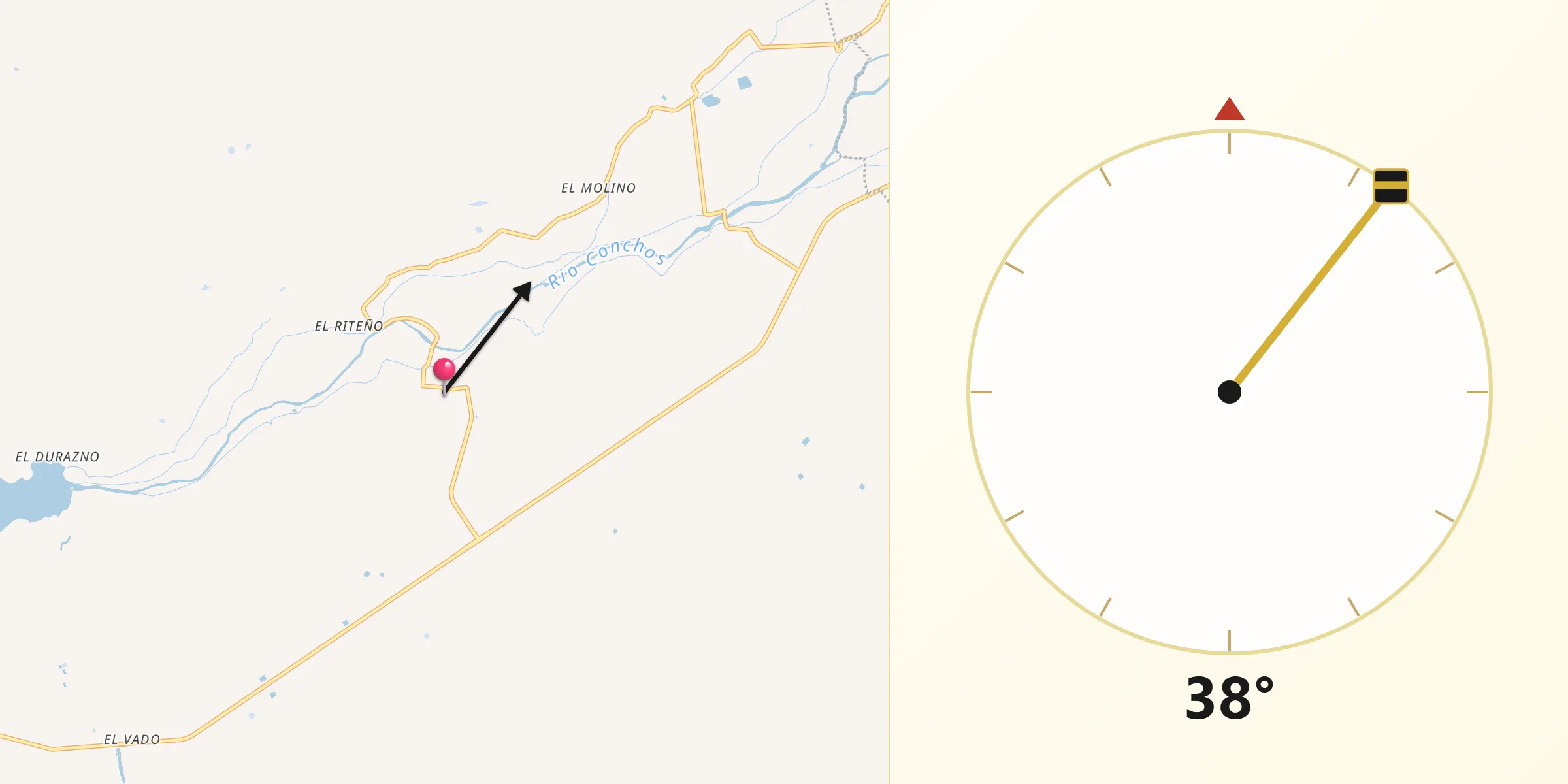 Dirección de la Qibla desde Conchos