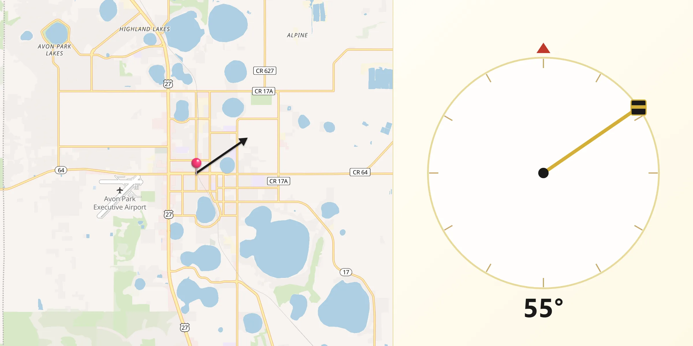 Qibla Direction from Avon Park