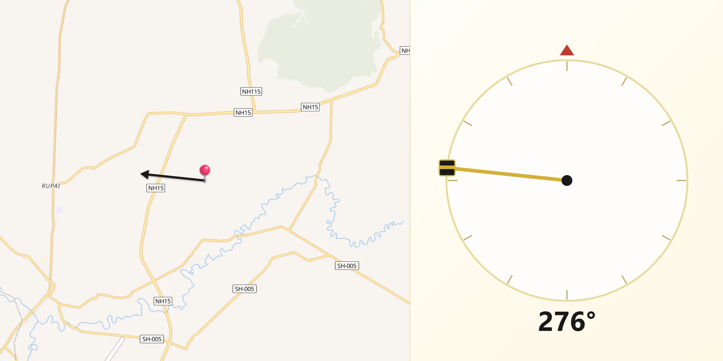 Qibla Direction from Tinsukia