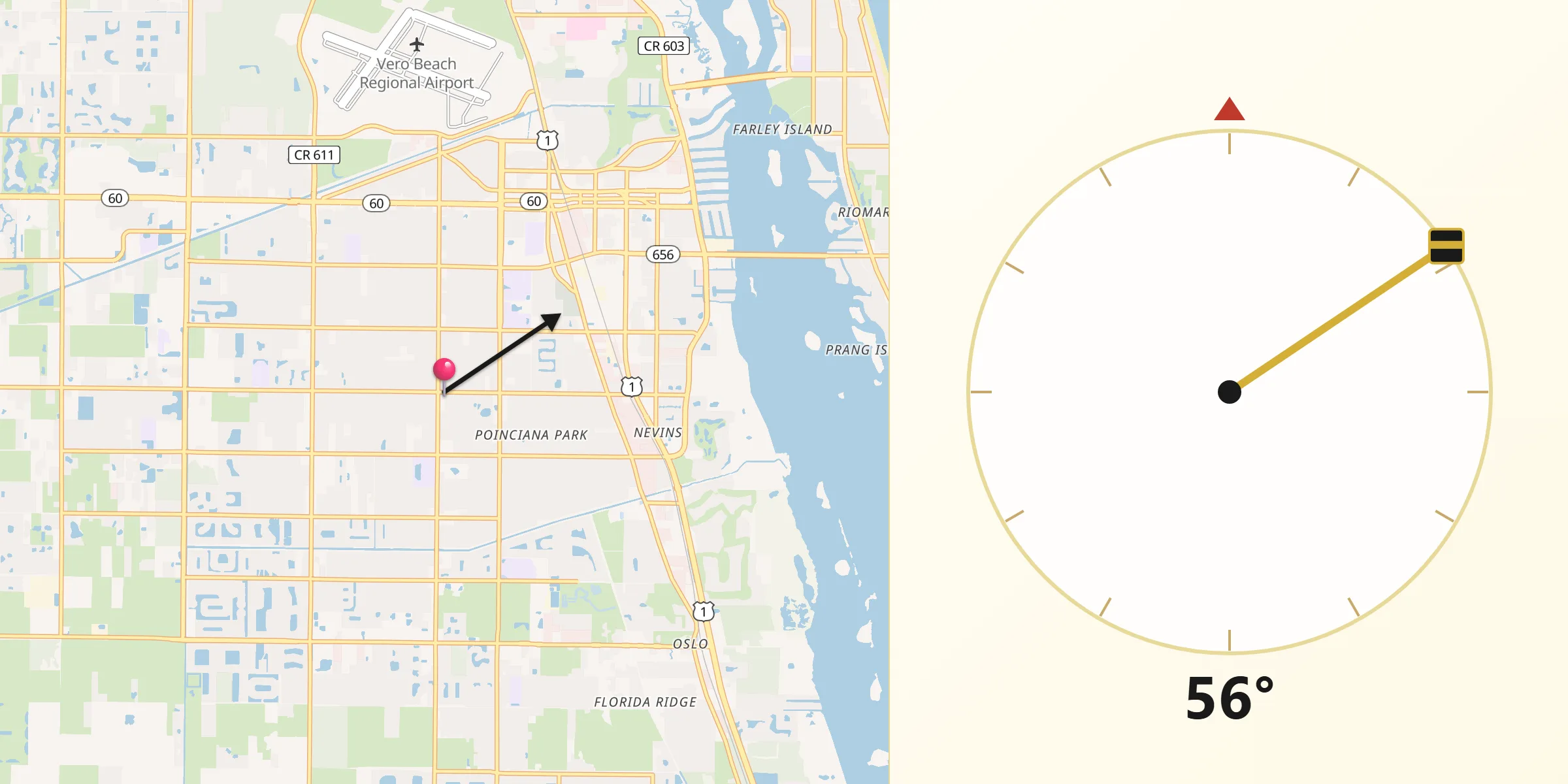 Qibla Direction from Vero Beach South