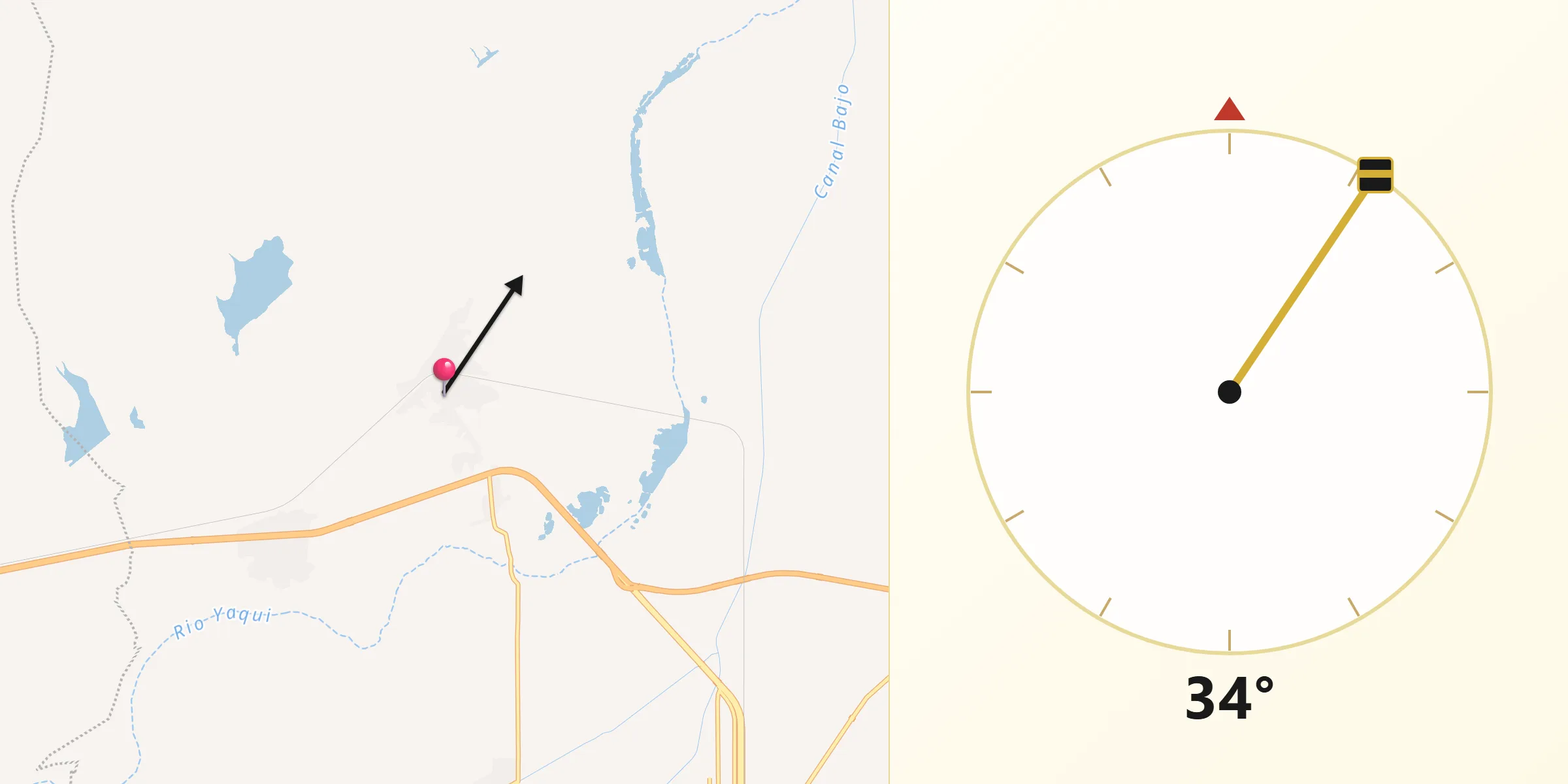 Dirección de la Qibla desde Estación Corral
