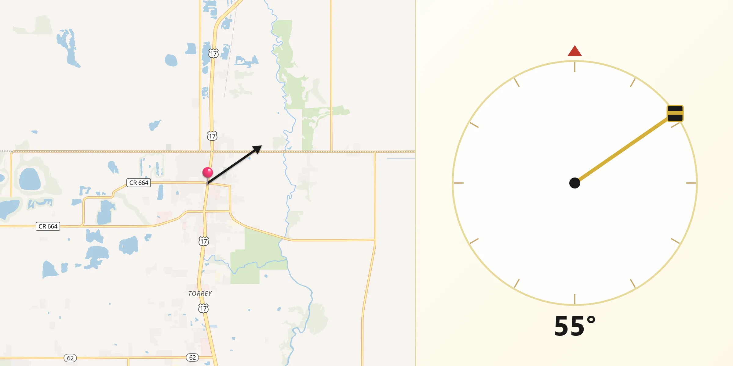Qibla Direction from Bowling Green