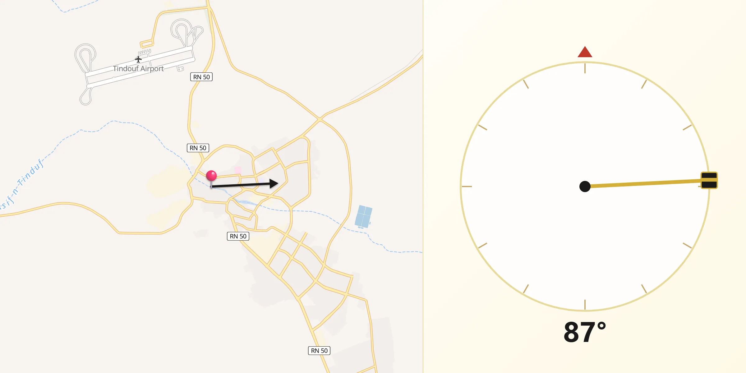 اتجاه القبلة من تندوف