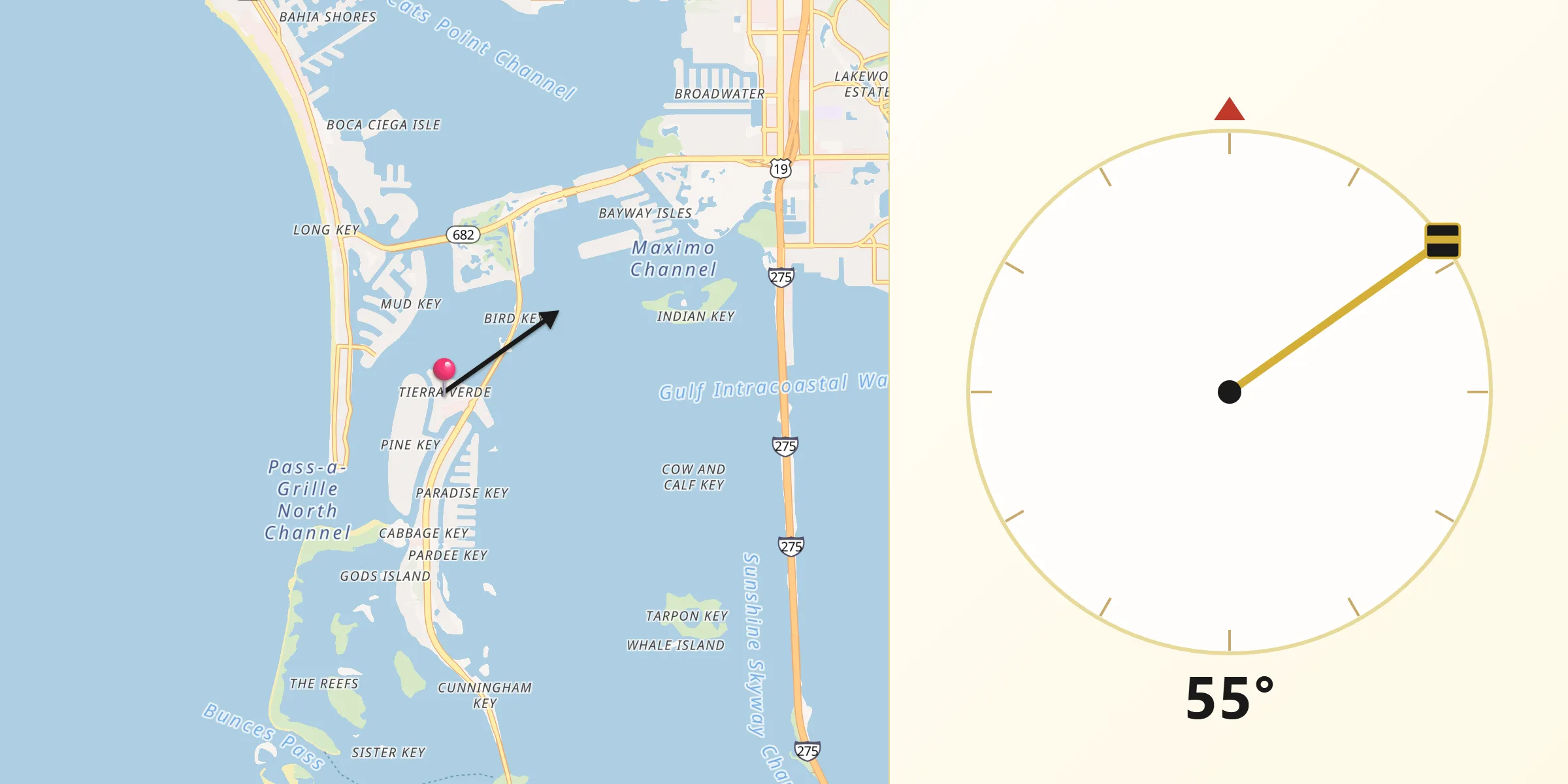 Qibla Direction from Tierra Verde