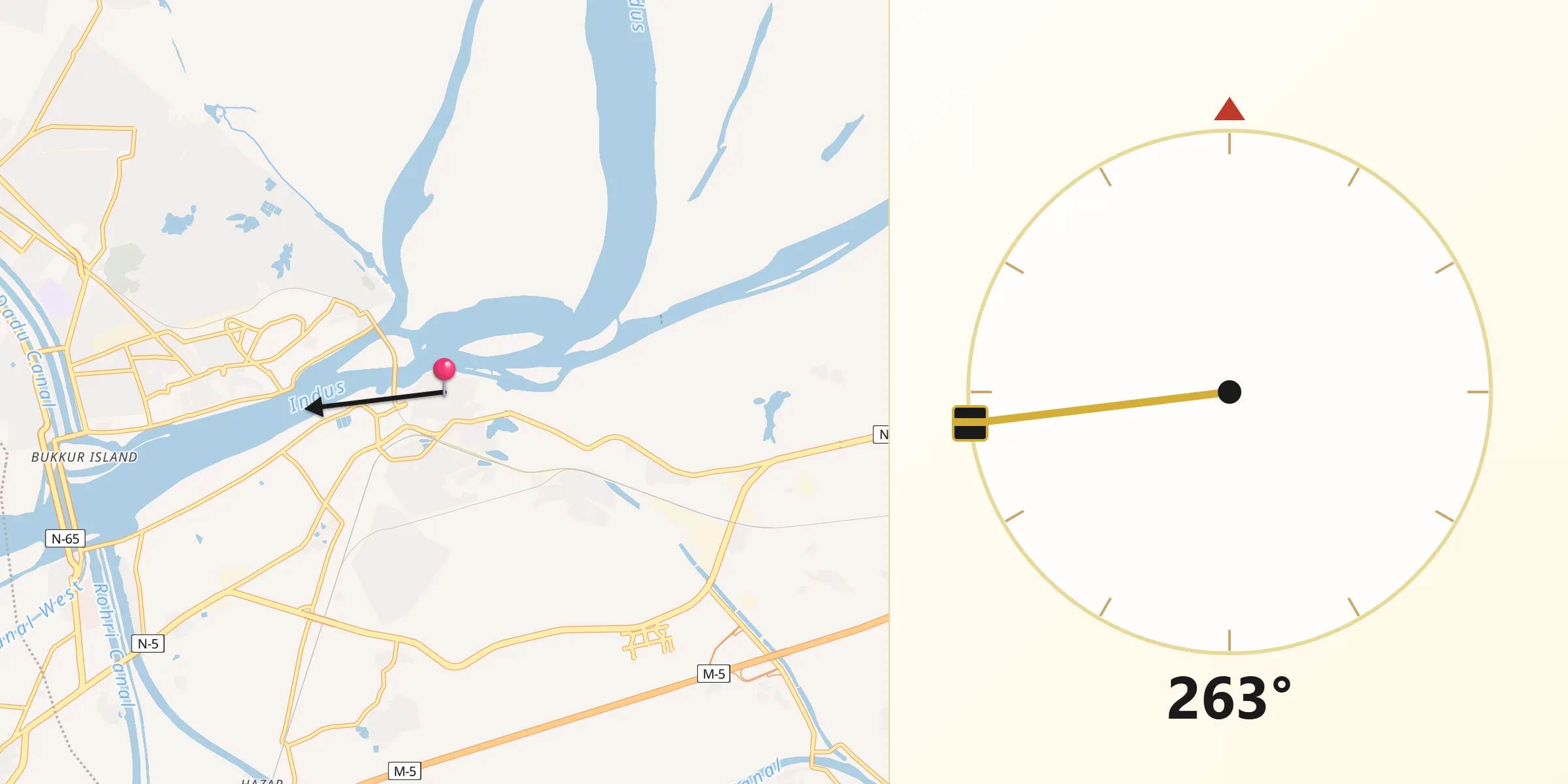 Qibla Direction from Rohri