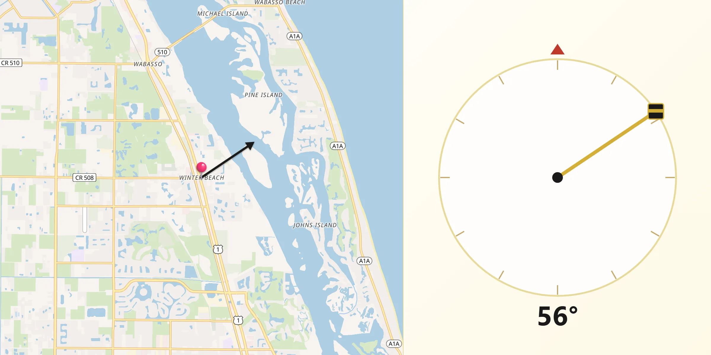 Qibla Direction from Winter Beach