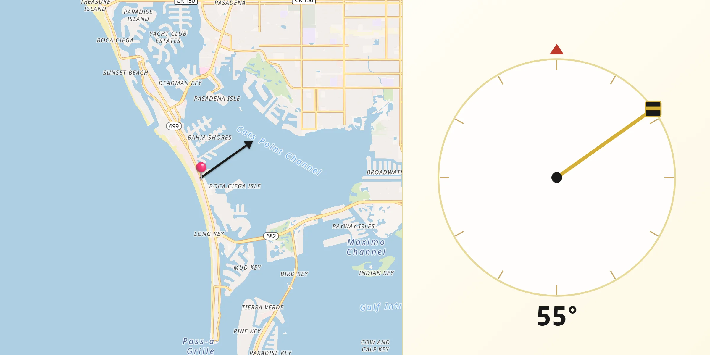 Qibla Direction from Saint Pete Beach