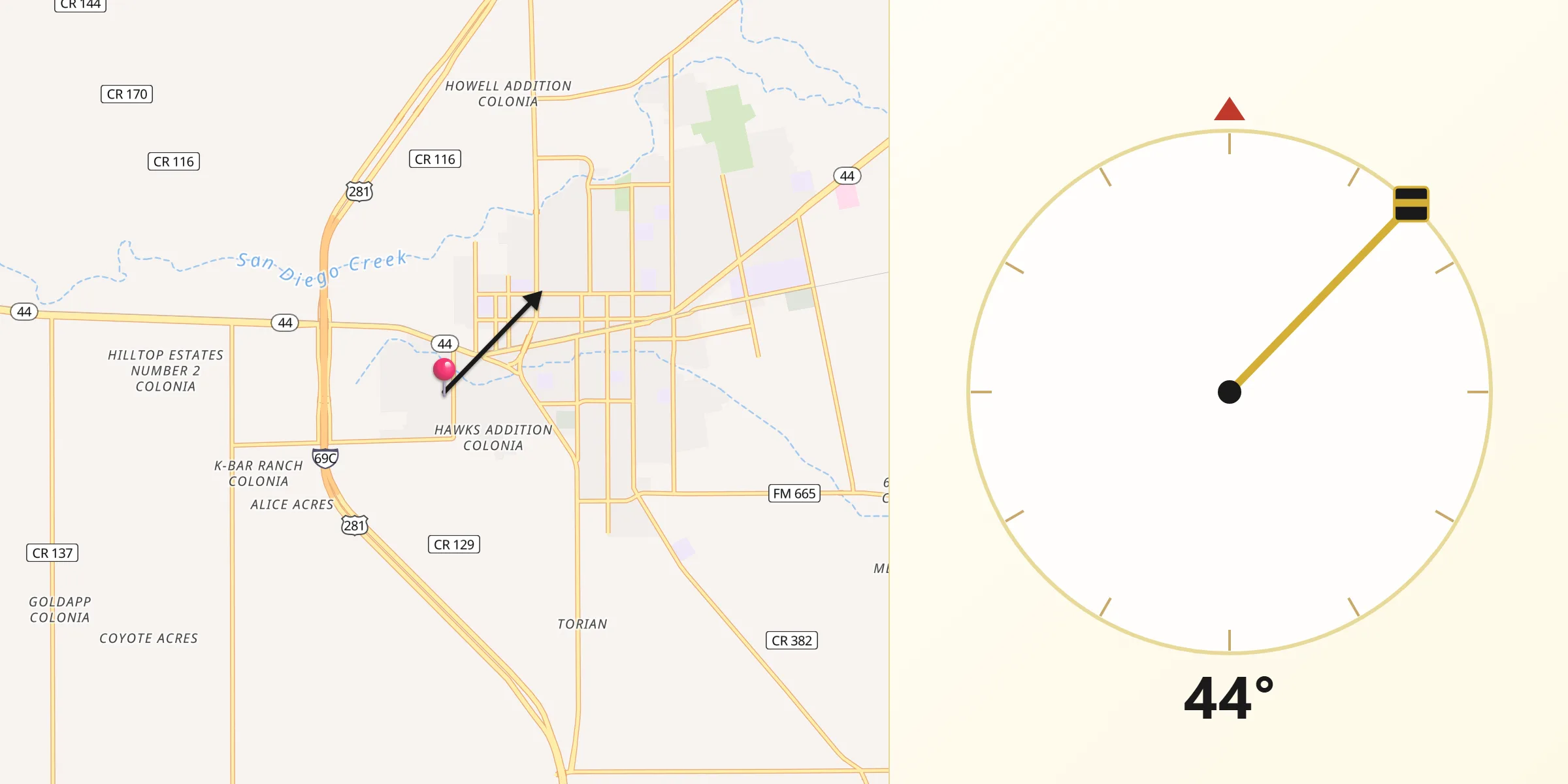 Qibla Direction from Rancho Alegre